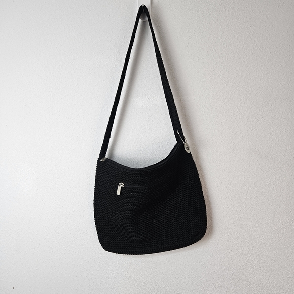 The Sak Handbags - The Sak Womens Shoulder Bag Black Basket Weave Pockets Zipper